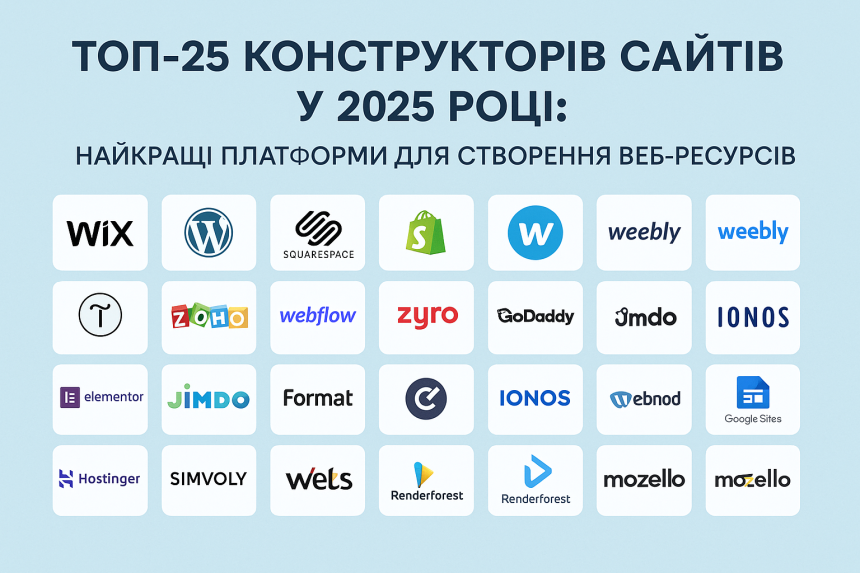 ТОП-25 конструкторів сайтів у 2025 році: найкращі платформи для створення веб-ресурсів